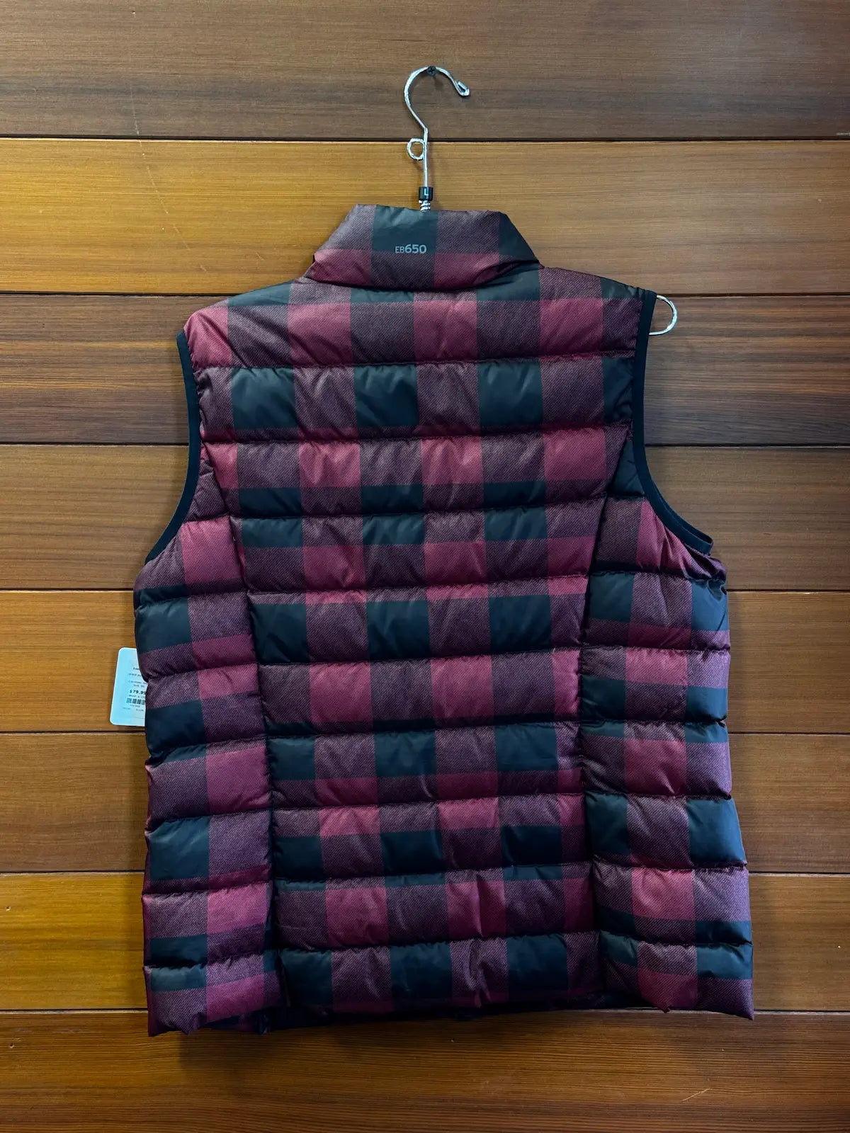 Eddie Bauer plaid puffer vest, WL, Great