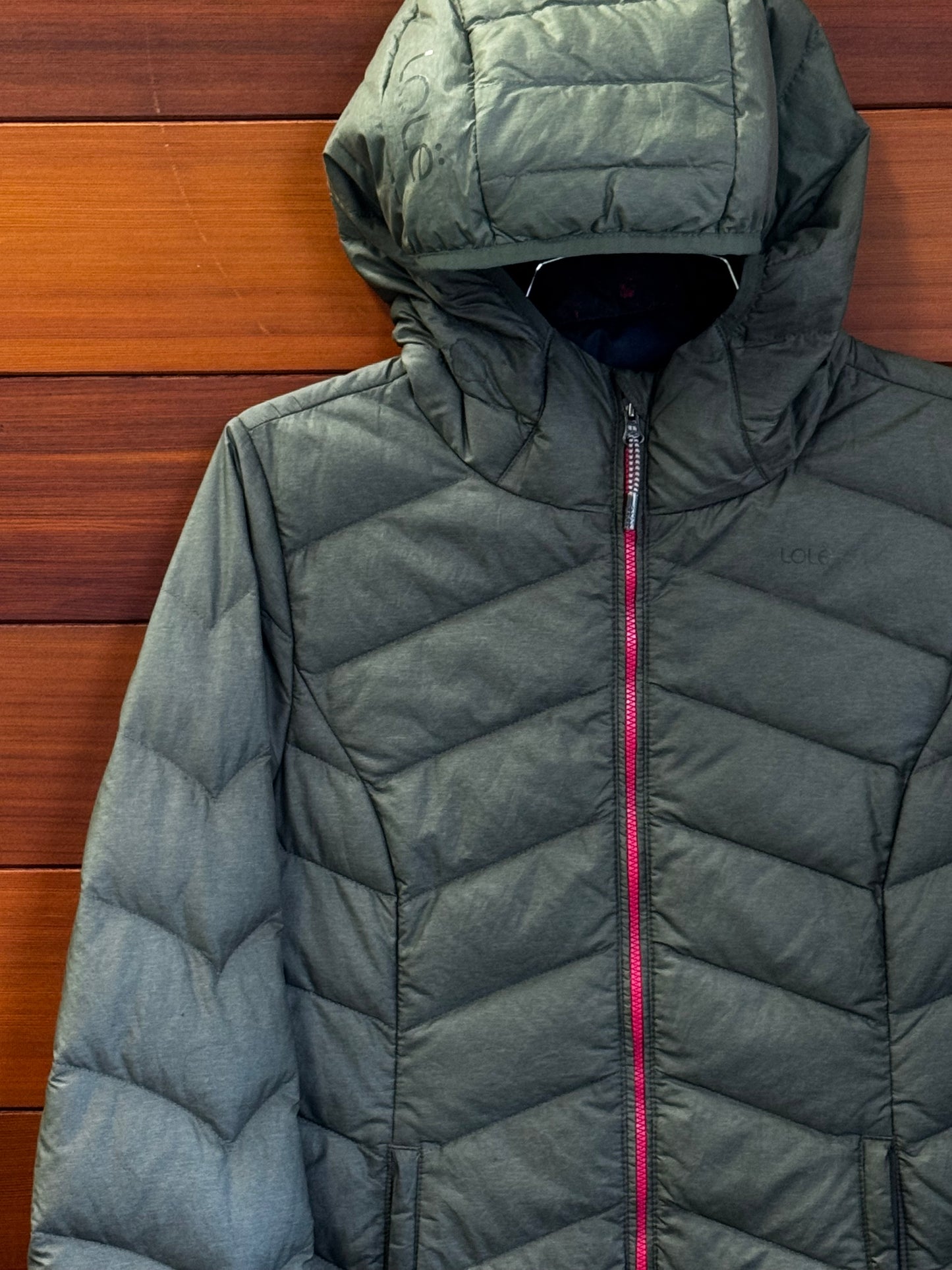 Lole Down puffer jacket, S, Good - Stain on neck