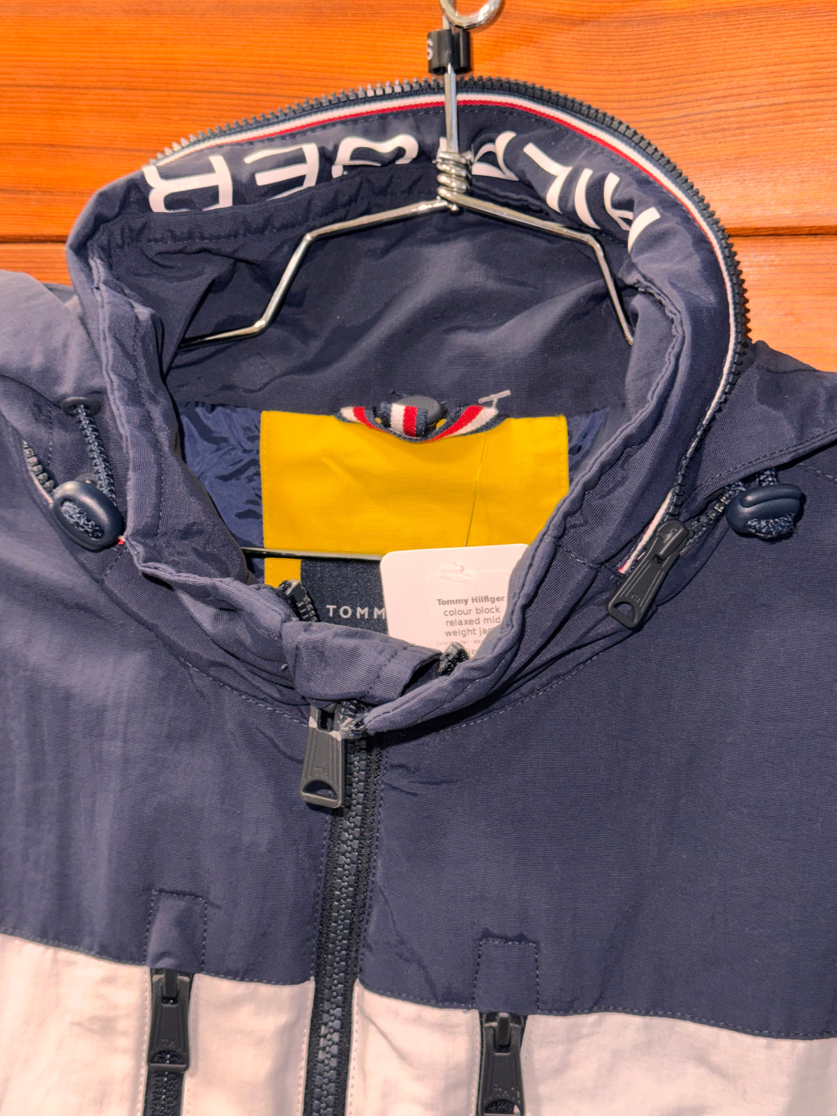 Tommy Hilfiger colour block relaxed mid weight jacket, S, Fair - staining at sleeve