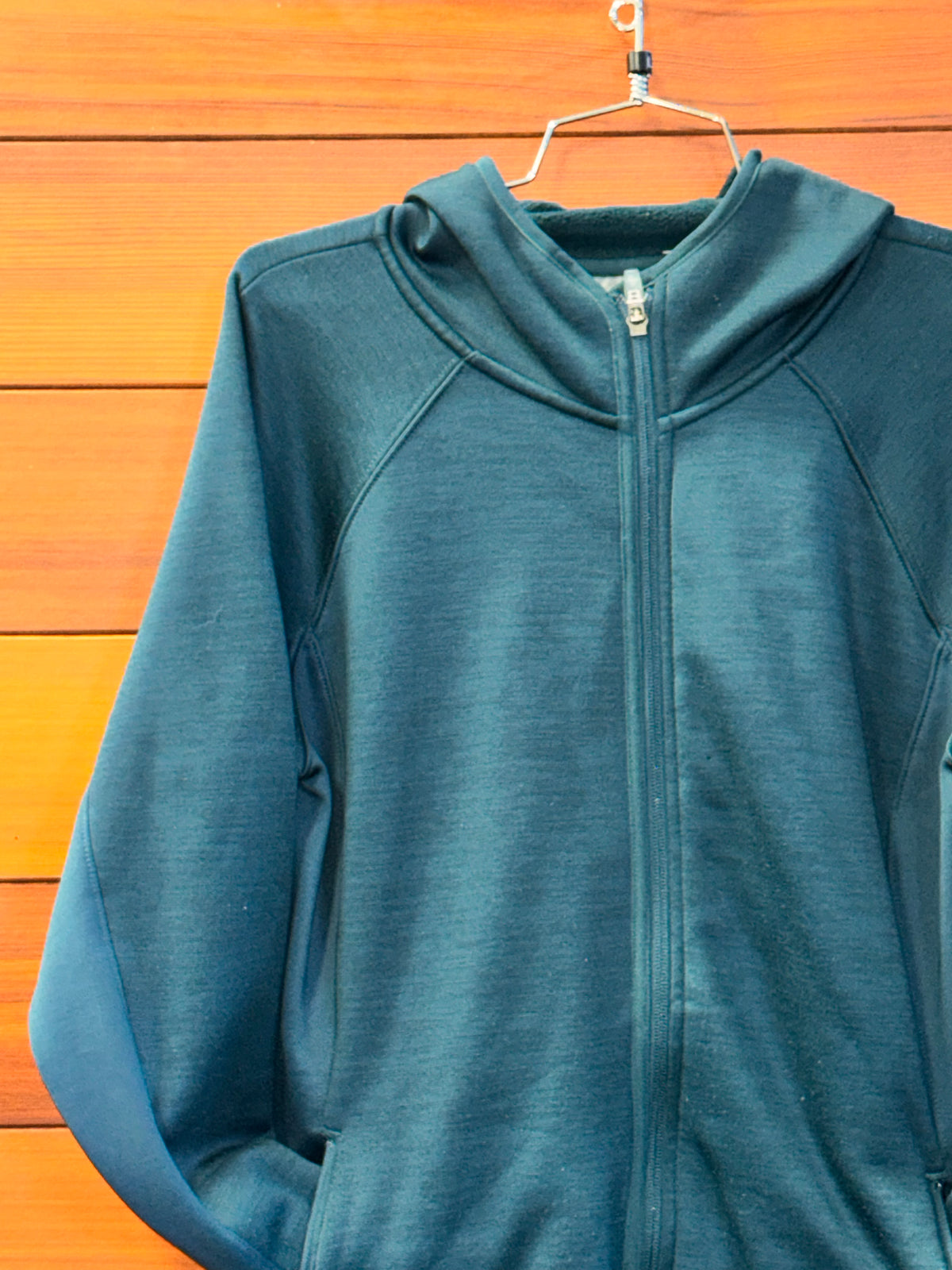 Shambhala teal zip up hoodie, WL, Good - Pilling