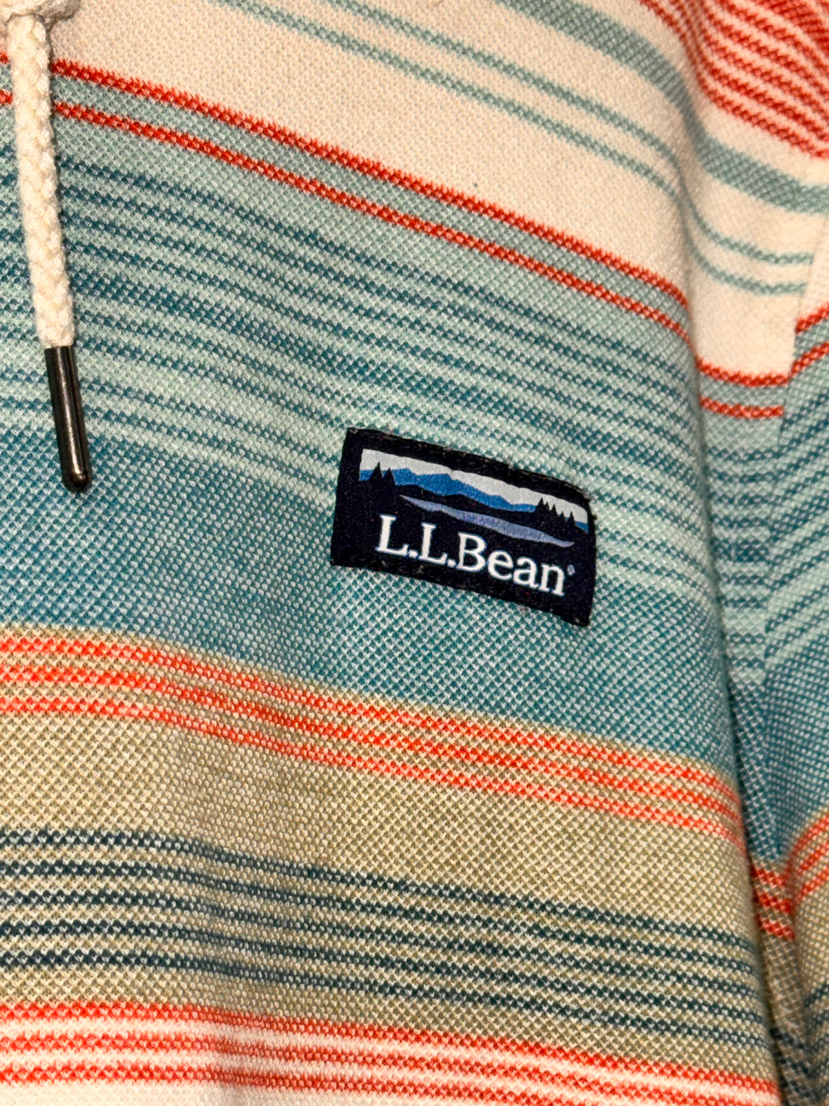 LL Bean Striped Pull over hoodie, MXL, Great