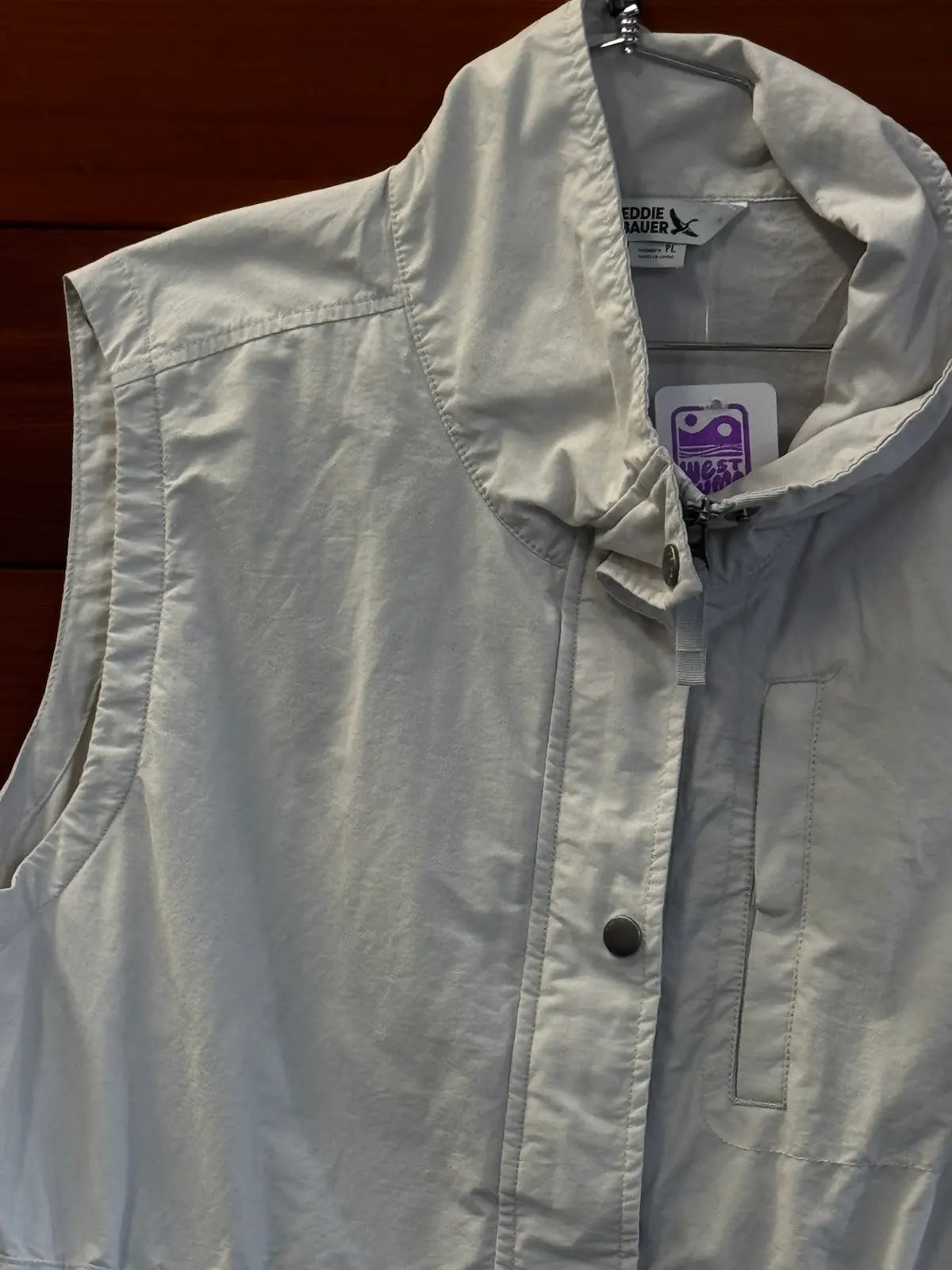 Eddie Bauer vest, WL, good - stain