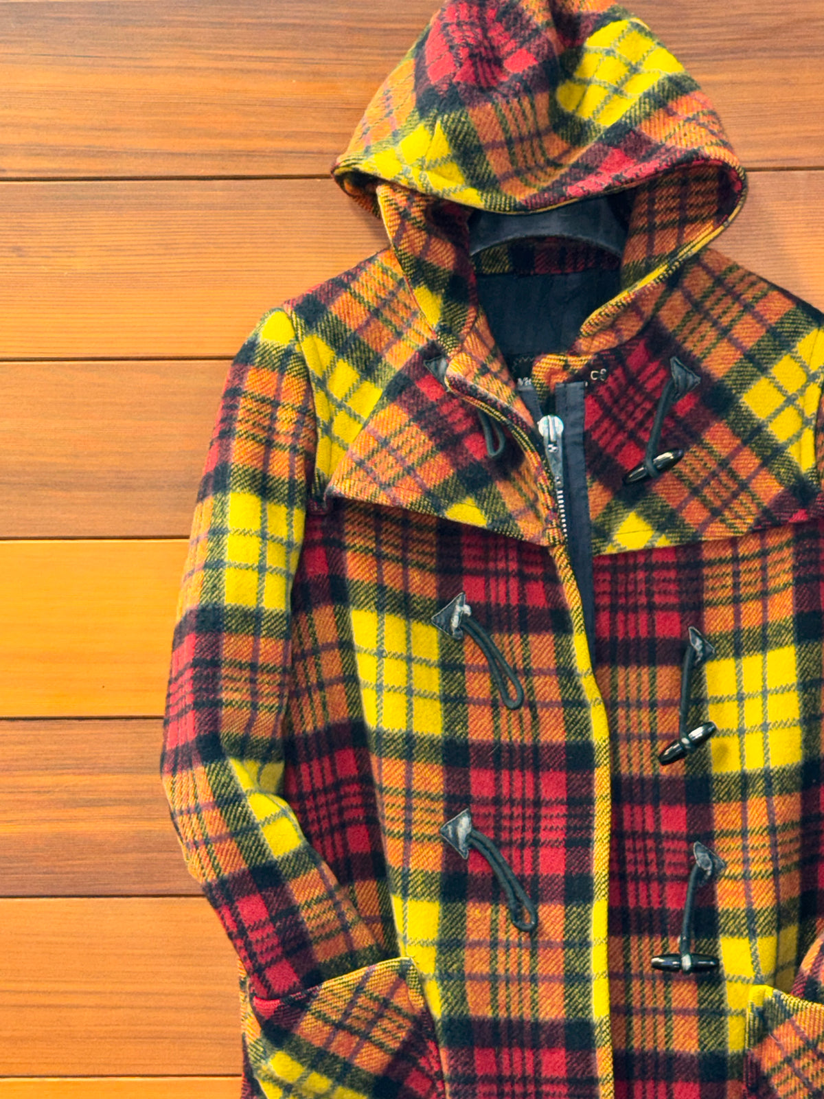 Modal Beko - Yugoslavia Vintage Plaid Wool Duffle Coat, S, Great Vintage