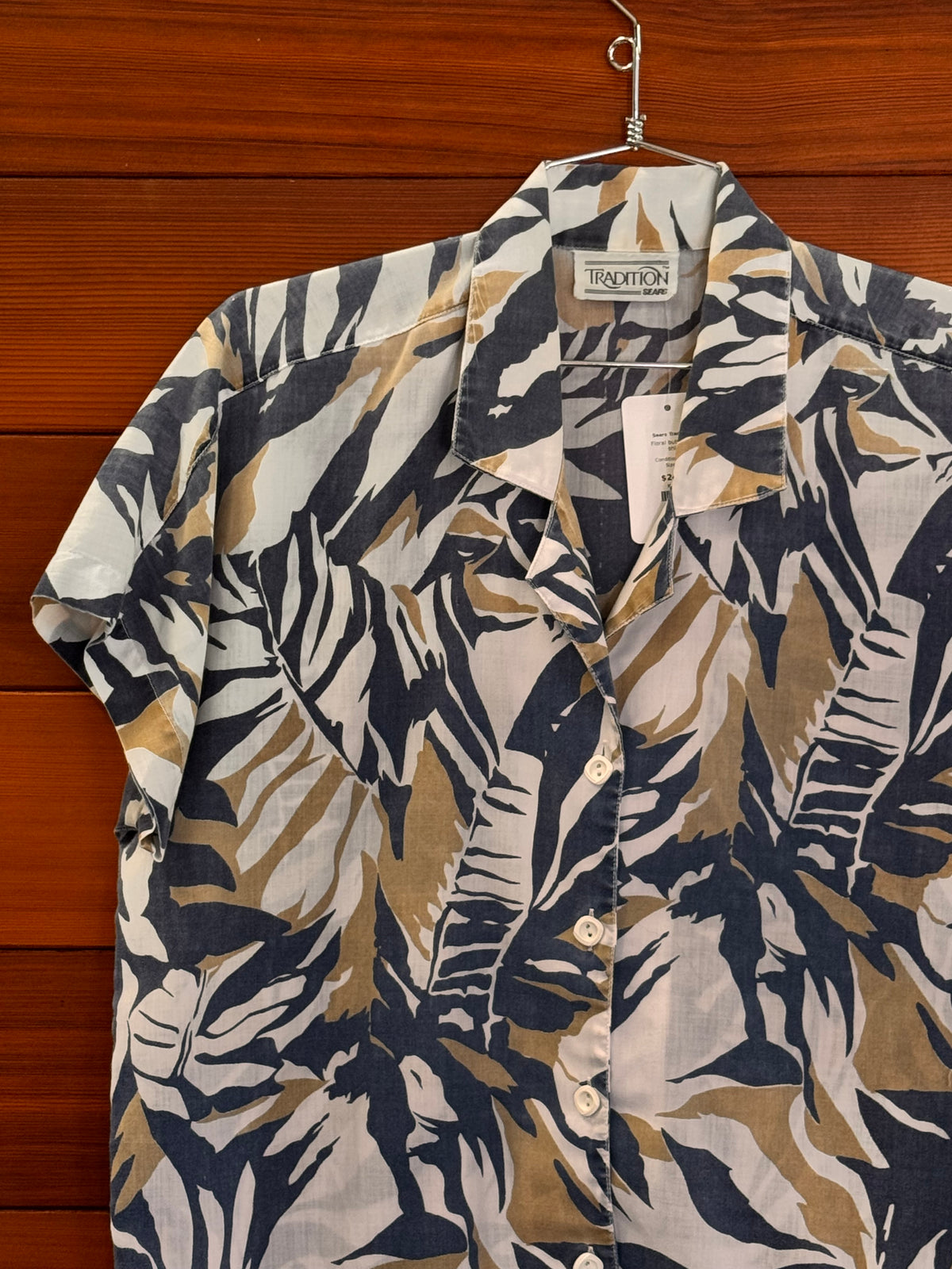 Sears Tradition Floral button up shirt, S?, Good