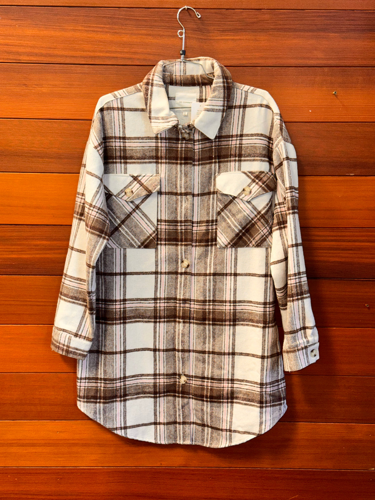 No Comment Flannel button down shirt plaid, WXL, Great