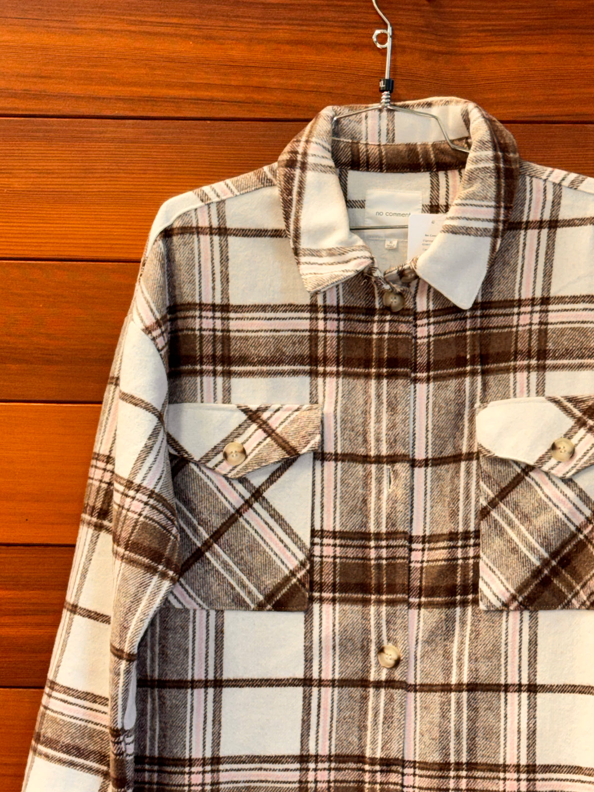 No Comment Flannel button down shirt plaid, WXL, Great