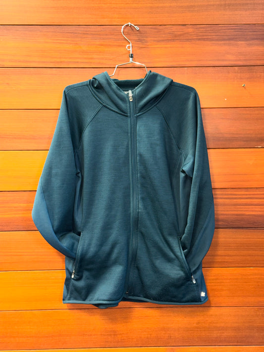 Shambhala teal zip up hoodie, WL, Good - Pilling