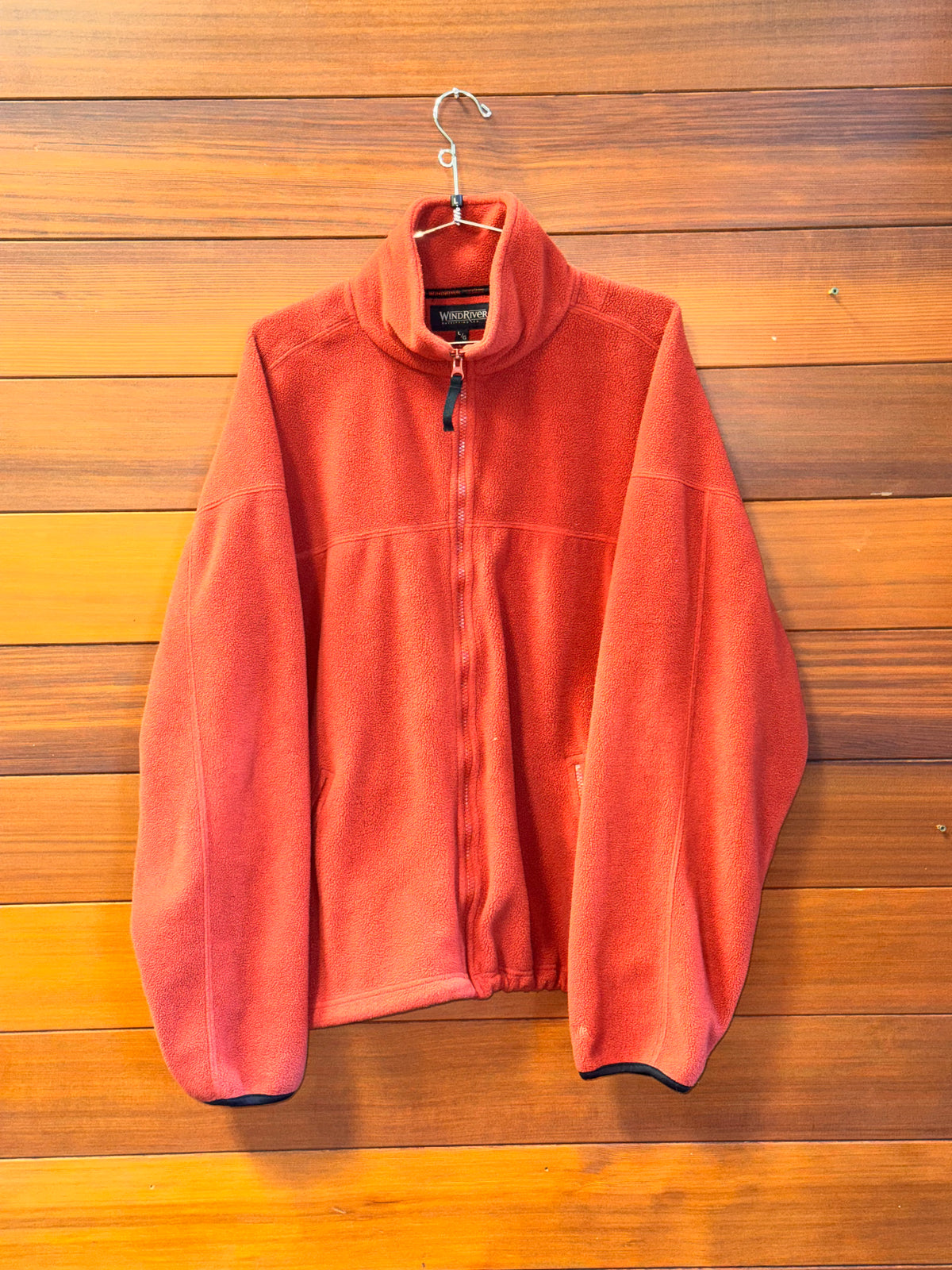 Wind river Full zip burnt orange fleece, L, Good - warped zipper