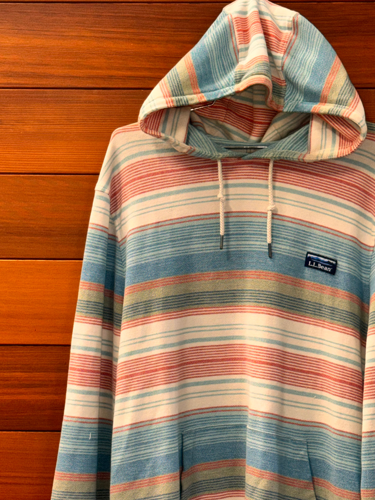 LL Bean Striped Pull over hoodie, MXL, Great