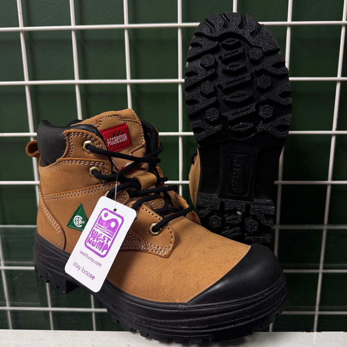 Aggressor Steel toe work boot, US M 8, Good - some scuffs